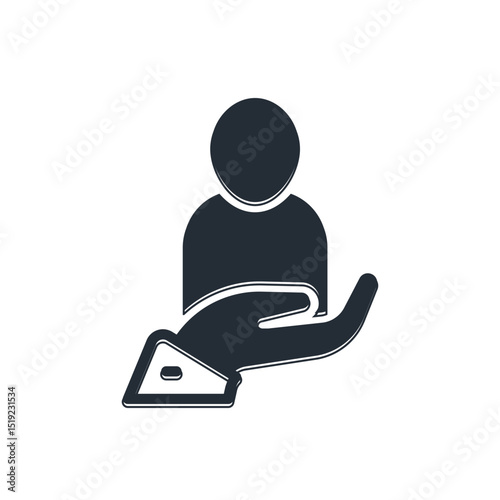 Black Life insurance in hand icon isolated on white background. Security, safety, protection, protect concept. Vector