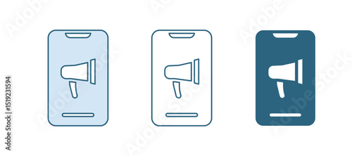 Blue Protest icon isolated on white background. Meeting, protester, picket, speech, banner, protest placard, petition, leader, leaflet. Vector