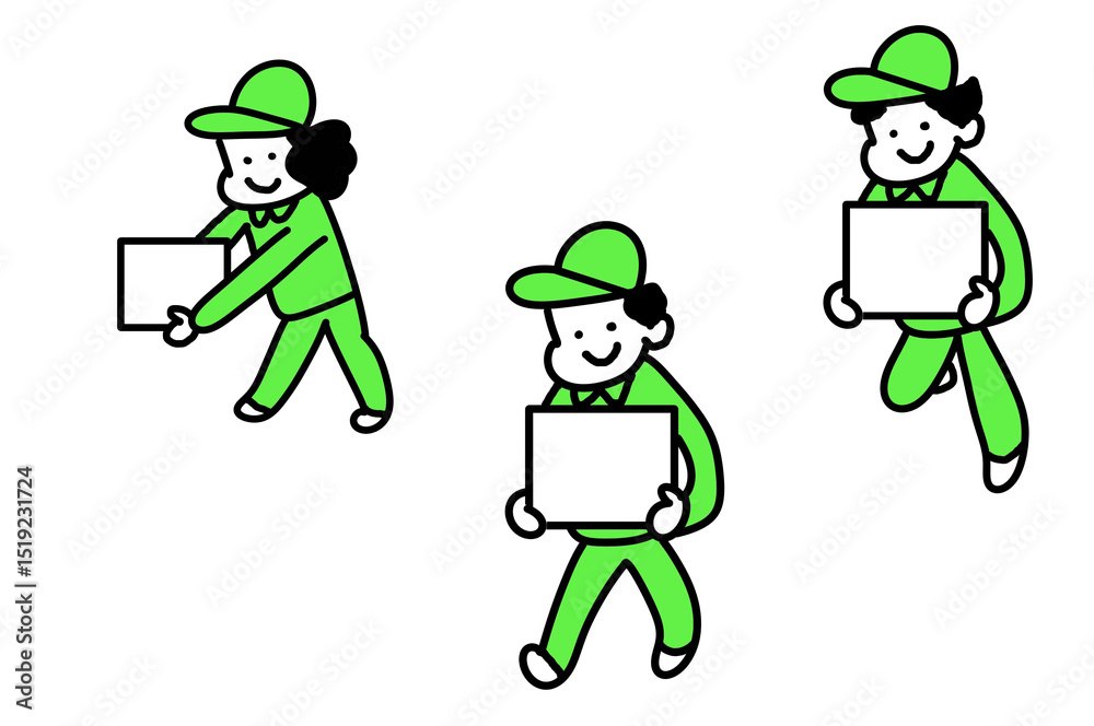 荷物を運ぶ 人物セット 荷物を運ぶ 人物セット