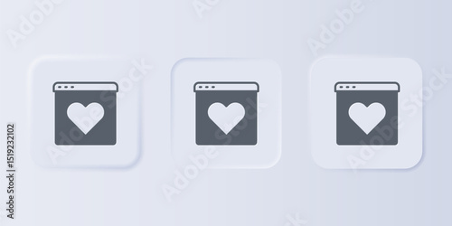 Grey Dating app online laptop concept icon isolated on grey background. Female male profile flat design. Couple match for relationship. Set icons in square buttons. Vector