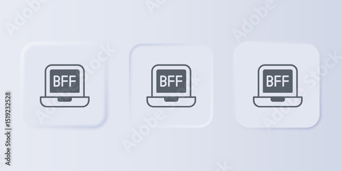Grey BFF or best friends forever icon isolated on grey background. Set icons in square buttons. Vector