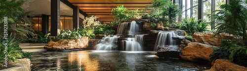 A beautiful waterfall surrounded by lush greenery