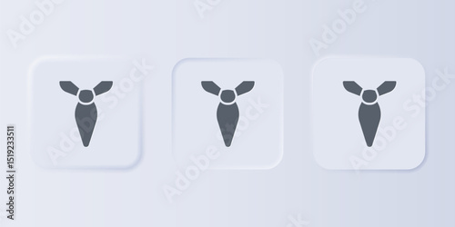 Grey Tie icon isolated on grey background. Necktie and neckcloth symbol. Set icons in square buttons. Vector
