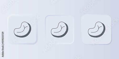 Grey Steak meat icon isolated on grey background. Set icons in square buttons. Vector
