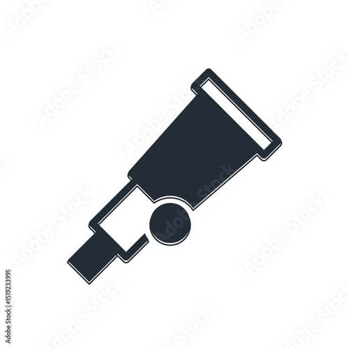 Black Telescope icon isolated on white background. Scientific tool. Education and astronomy element, spyglass and study stars. Vector