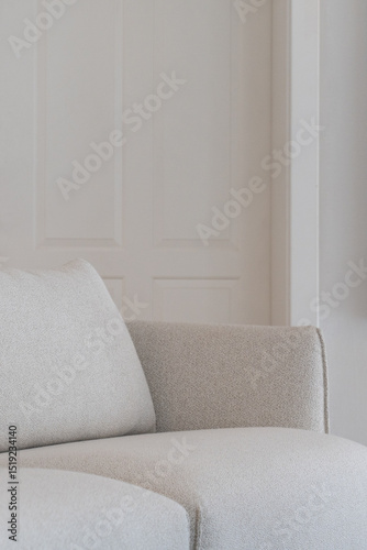 Comfortable modern sofa in minimalist living room setting