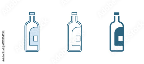 Blue Bottle of wine icon isolated on white background. Vector