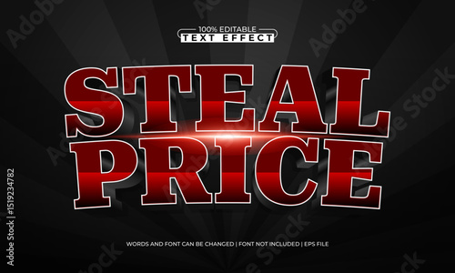 steal price editable text effect with a sale and offer text style