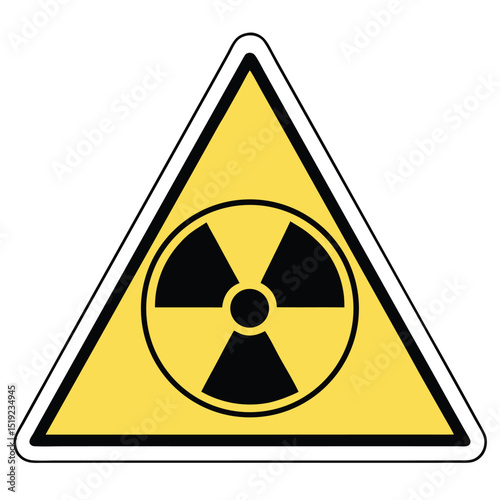 Yellow triangular warning sign with black radiation symbol indicating nuclear and radioactive hazard
