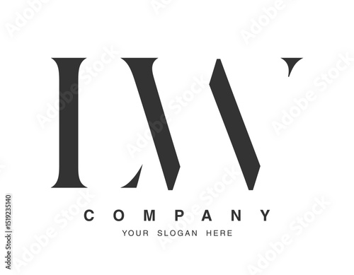LW logo design. Initial letter l and w serif font style. Creative classic company name typography. Trendy logotype or identity.