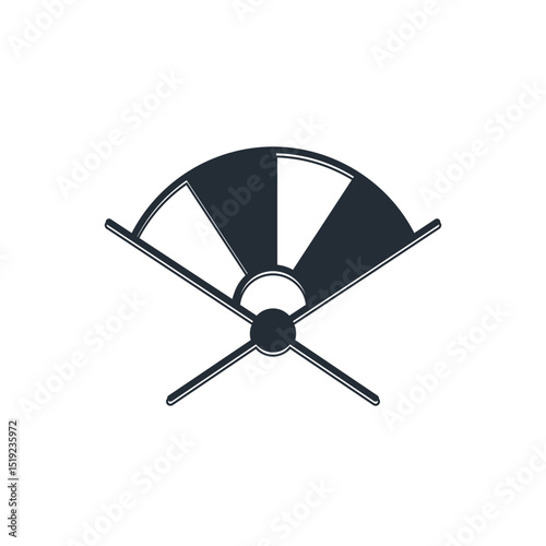 Black Traditional paper chinese or japanese folding fan icon isolated on white background. Vector