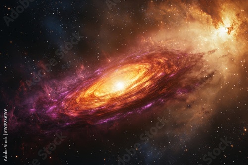 Vibrant Spiral Galaxy in Deep Space - Cosmic Swirl of Stars and Gas galaxy space stars swirl vibrant