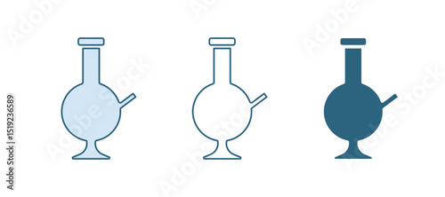 Blue Glass bong for smoking marijuana or cannabis icon isolated on white background. Vector