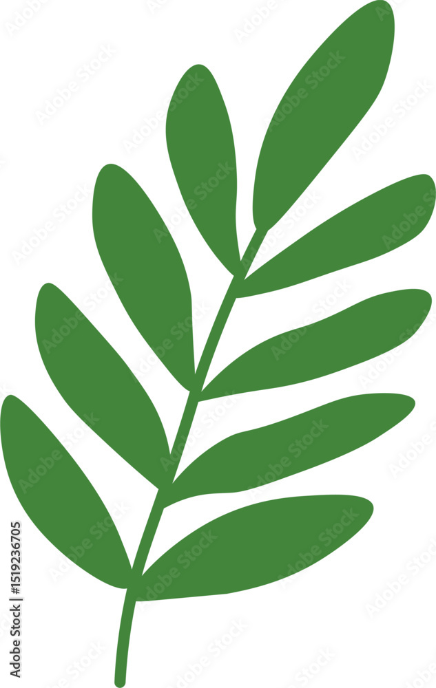 Obraz premium Tropical Leaf Vector Illustration - Flat Green Botanical Elements