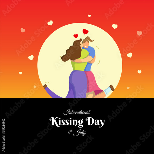Vector illustration of International Kissing Day social media template