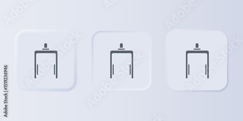 Grey Metal detector in airport icon isolated on grey background. Airport security guard on metal detector check point. Set icons in square buttons. Vector