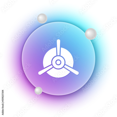 White Plane propeller icon isolated on white background. Vintage aircraft propeller. Blue and purple gradient circle background. Vector