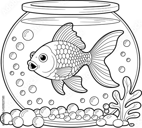 Adorable goldfish swimming in a glass bowl