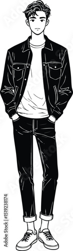 Fashion man line art illustration casual outfit