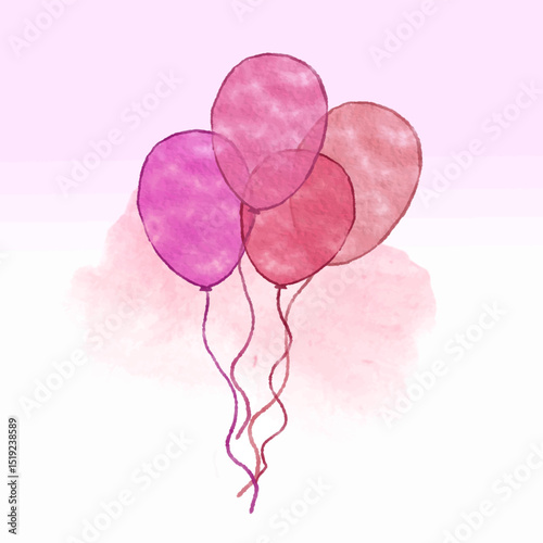 Watercolor Illustration of Colorful Balloons with Pastel Background