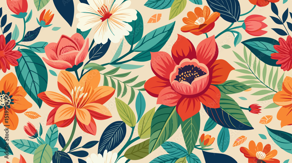 custom made wallpaper toronto digitalcolor seamless pattern with flowers background vector