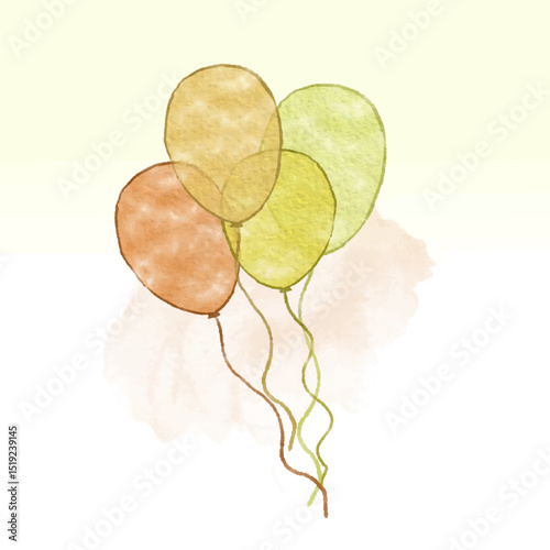 Watercolor Illustration of Colorful Balloons with Pastel Background