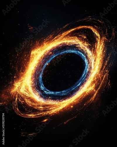 Energetic Black Hole with Swirling Accretion Disk swirling black black hole space universe astronomy
