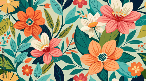 Wallpaper Mural color seamless pattern with flowers background vector Torontodigital.ca
