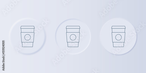 Grey Coffee cup to go icon isolated on grey background. Set icons in square buttons. Vector