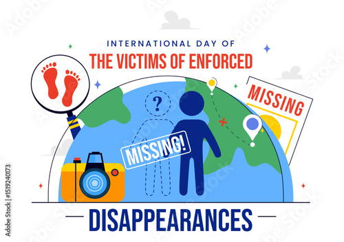 International Day of the Victims of Enforced Disappearances Vector Illustration on August 30 Featuring a Missing Person or Lost People in a Background