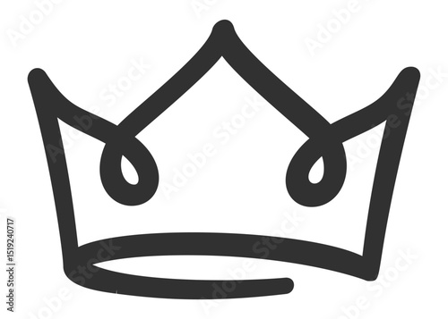 Simple, hand drawn crown representing royalty, power, and authority, suitable for various design projects related to monarchy, leadership, or achievement