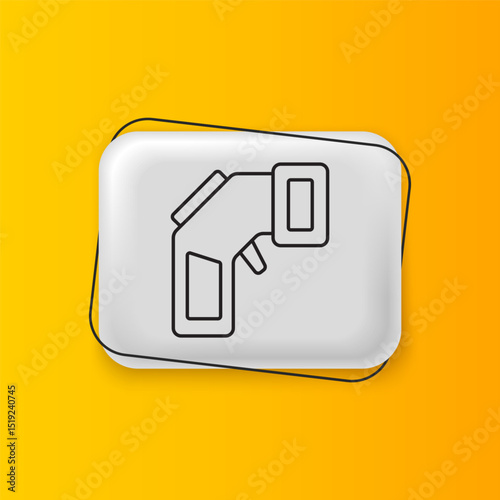 Black Digital contactless thermometer with infrared light icon isolated on yellow background. Silver rectangle button. Vector