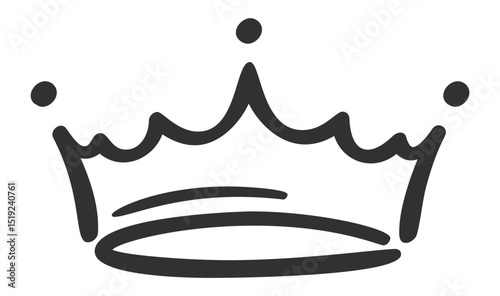 Hand drawn crown symbolizing royalty, power, and authority, perfect for use in logos, icons, or as decorative elements in various design projects
