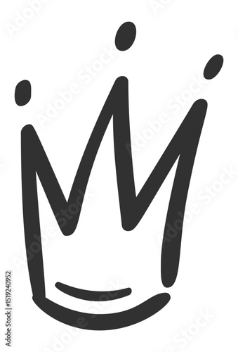 Hand drawn crown symbolizing royalty, power, and authority, isolated on a clean white background, perfect for enhancing various design projects and creative concepts