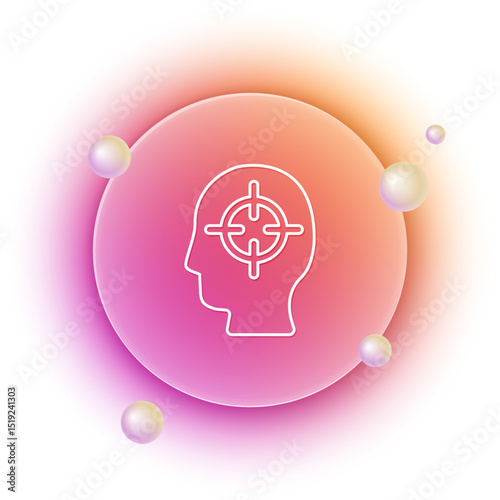 White Finding a problem in psychology icon isolated on white background. Orange and pink gradient circle background. Vector