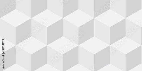 Seamless white geometric cube creative concept triangle overlapping overlap square technology texture. geometric digital cubes fabric and wallpaper grid block texture background.