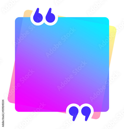 Vibrant gradient quote box with prominent quotation marks creates an engaging space for text, comments, testimonials, and reviews, enhancing communication and visual appeal