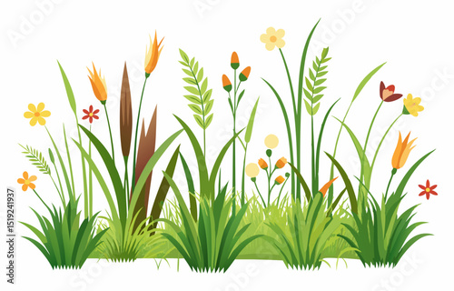 grass and flowers vector