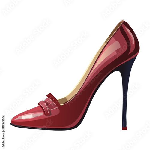 Burgundy High Heel Pump with Bow