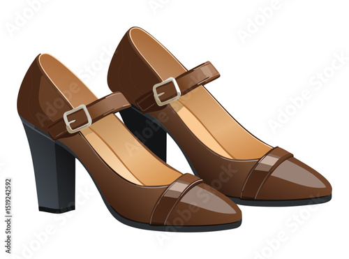 Elegant Brown Pump with Bow Illustration