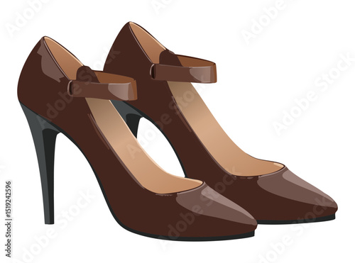 Classic Brown Strapped High Heel Shoe