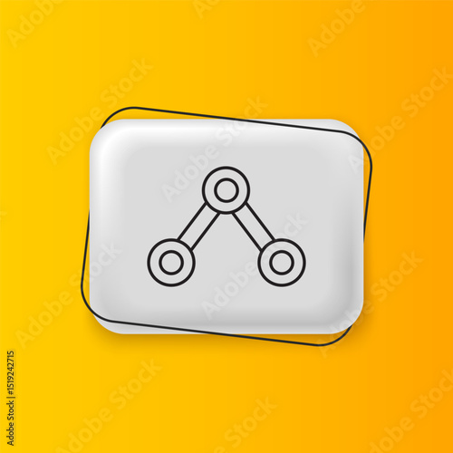 Black Molecule icon isolated on yellow background. Structure of molecules in chemistry, science teachers innovative educational poster. Silver rectangle button. Vector