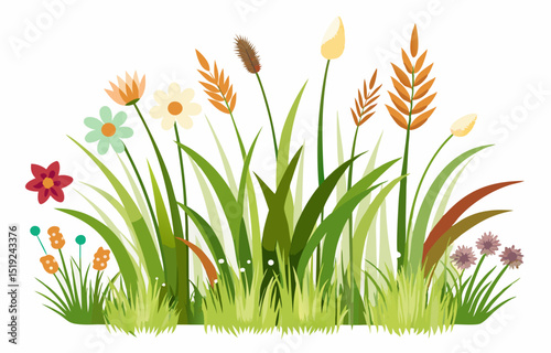 grass and flowers vector