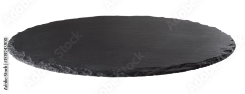 Panel kuchenny z motywem Dark gray round empty slate with selective focus  isolated on white or transparent background