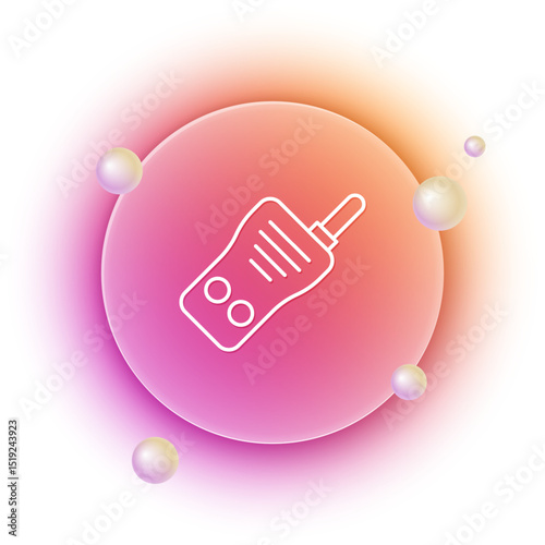 White Walkie talkie icon isolated on white background. Portable radio transmitter icon. Radio transceiver sign. Orange and pink gradient circle background. Vector