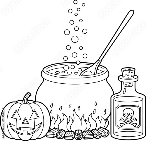 Halloween witchs cauldron potion pumpkin spooky