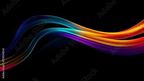 Colorful dynamic and futuristic looking neon gradient abstract lines flowing and swirling across a dark background creating a mesmerizing and visually striking composition