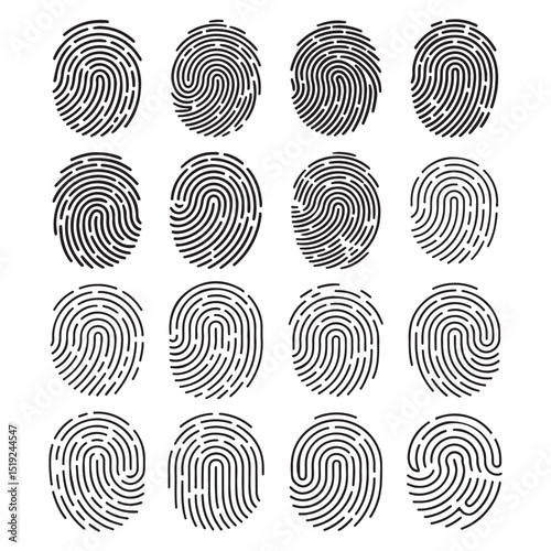 Set fingerprint scanning icon sign – stock Fingerprint scanning icon sign