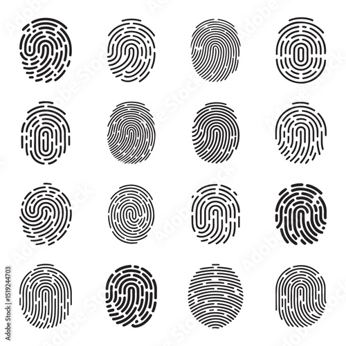 Set fingerprint scanning icon sign – stock Fingerprint scanning icon sign