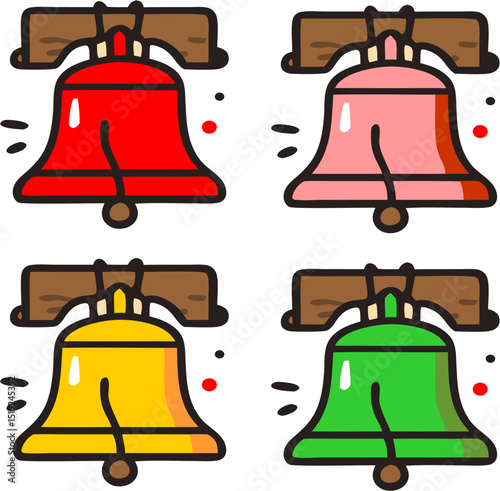 Liberty bell color icon sheet